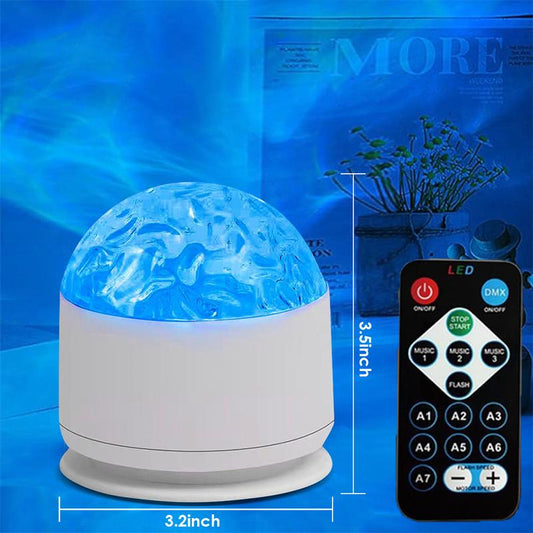 7 Color Change along with the Rhythm of the Music，2 Scene - Ocean Wave & 3D Water Ripple Projector Light，Star Projector with Remote Control for Adults Bedroom Decoration, Party,Star Night Light