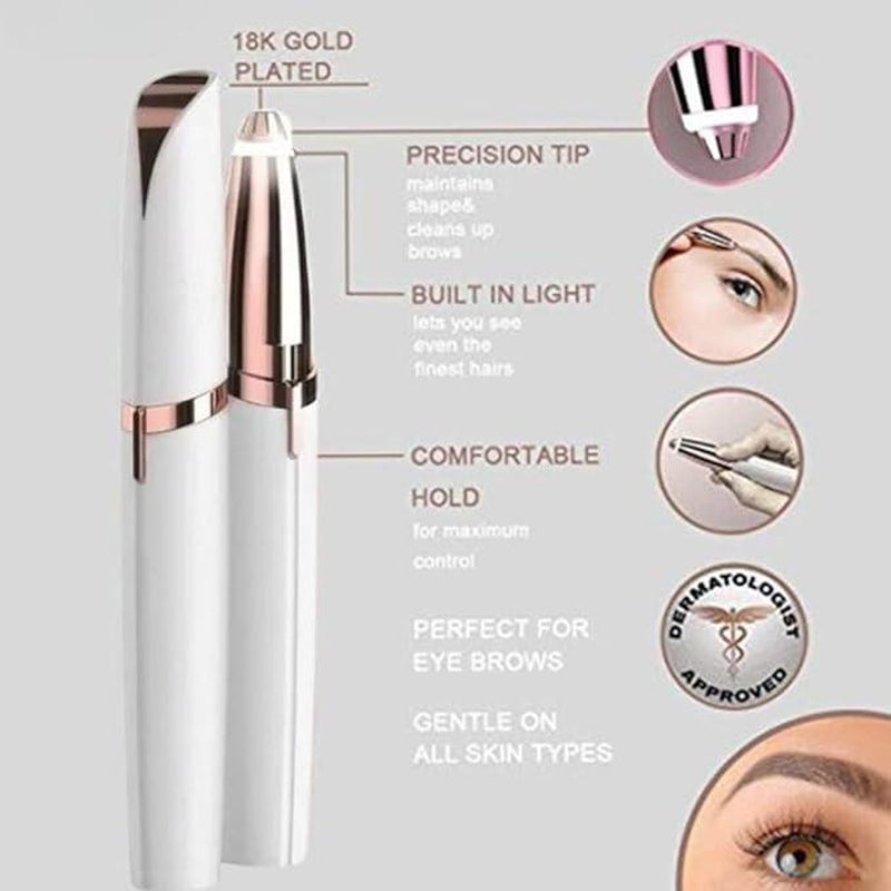 Eyebrow Trimmer for Women, Rechargeable Eyebrow Hair Remover, Painless Electric Razor with LED
