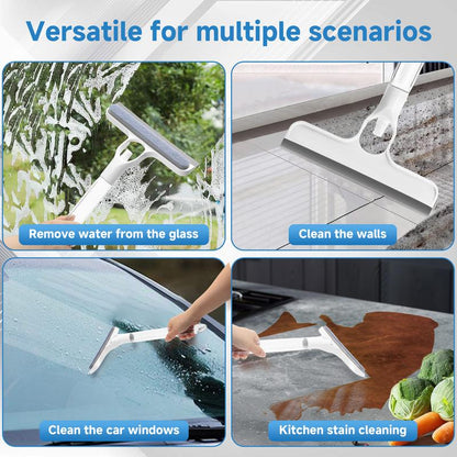 3 in 1 Window Cleaning Scraper, Squeegee and Scrubber with Spray, Multifunctional Household Cleaning Tool, Car Windshield Cleaner, Lightweight Silicone Microfiber Wipe, Mirror Cleaner